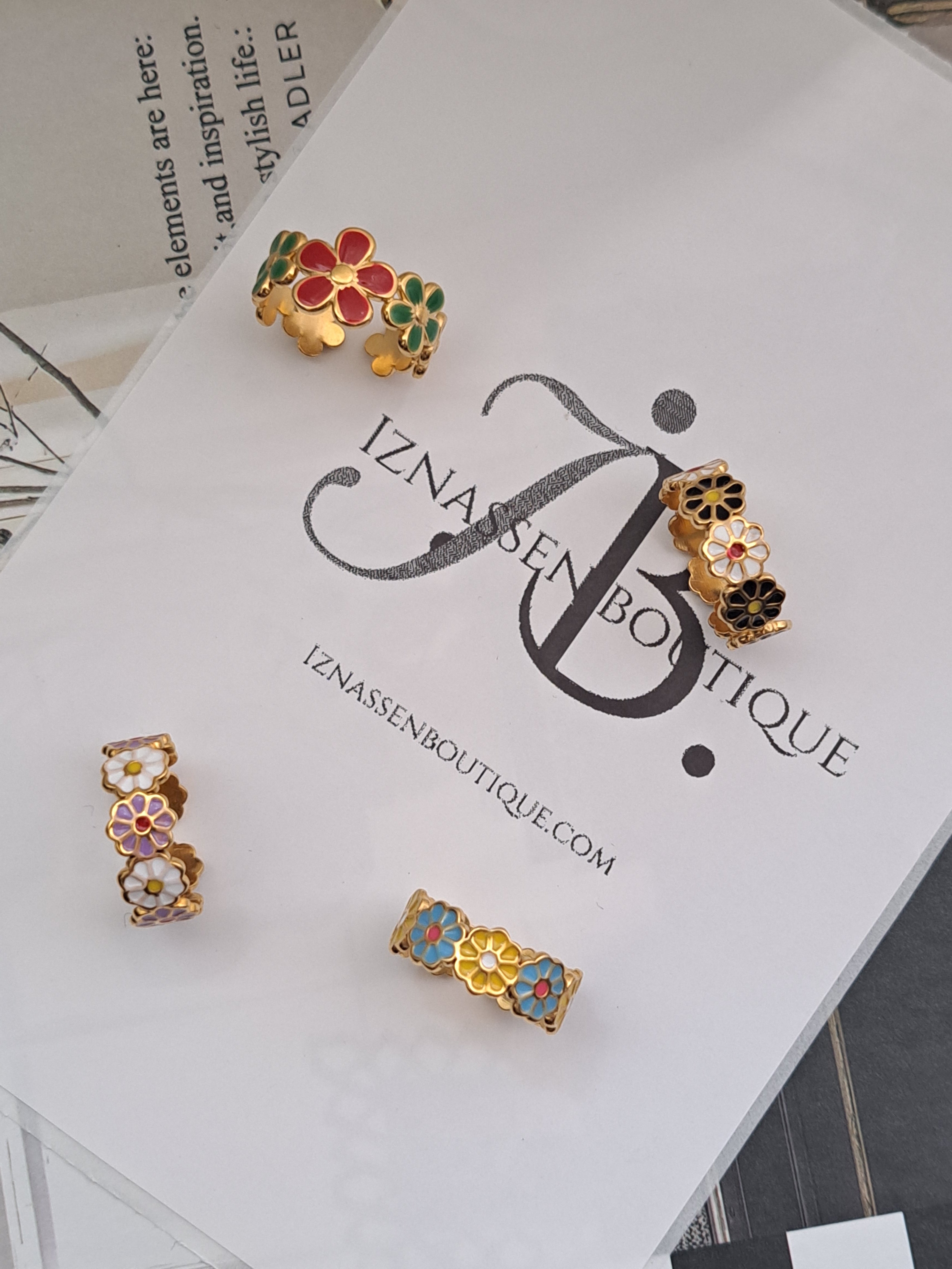 Bague multi fleurs