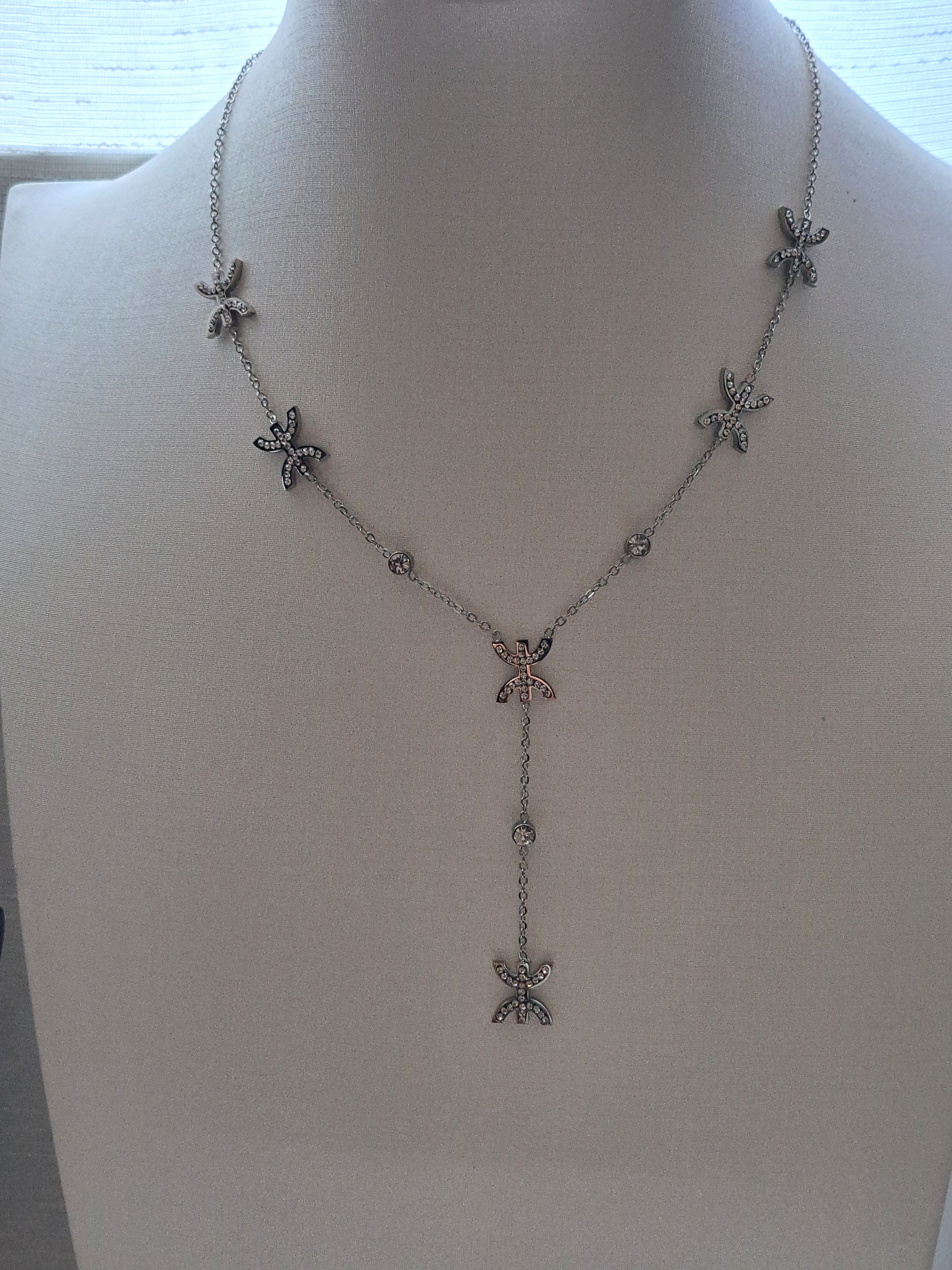 Collier "amazigh" argenté "yaz et strass"